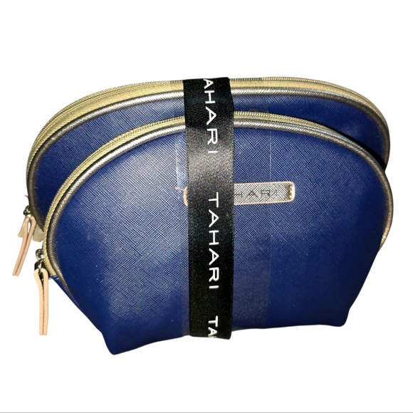 Tahari Handbags - Tahari Navy Blue Cosmetic Travel Bag Set